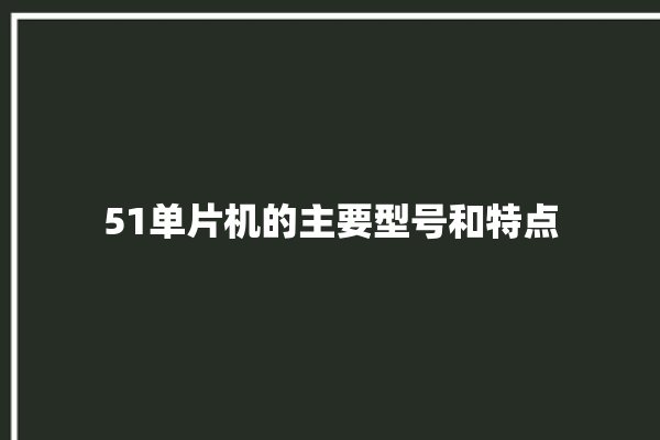 51单片机的主要型号和特点