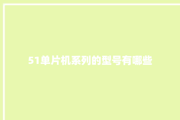 51单片机系列的型号有哪些