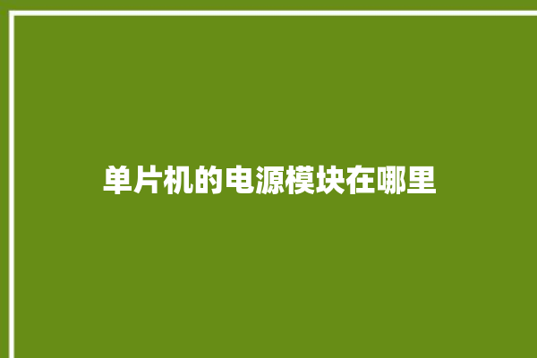 单片机的电源模块在哪里