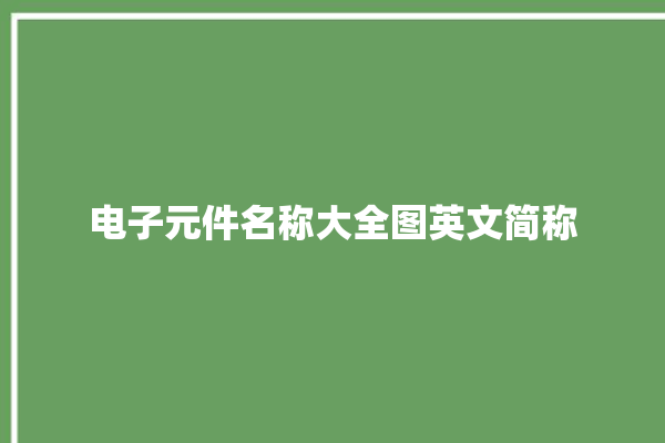 电子元件名称大全图英文简称