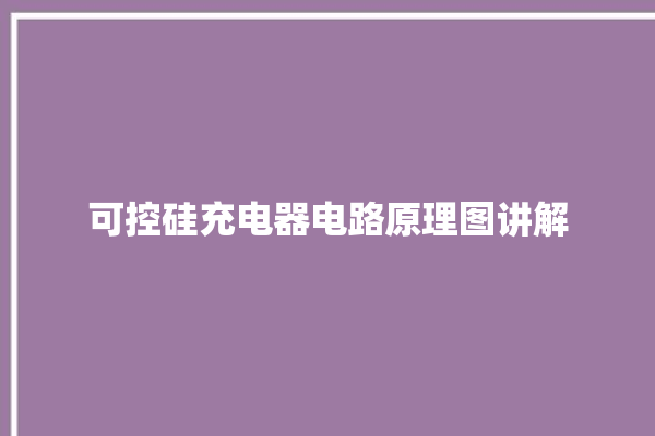 可控硅充电器电路原理图讲解