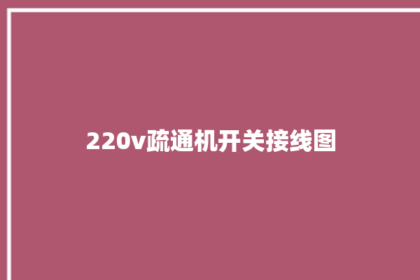 220v疏通机开关接线图