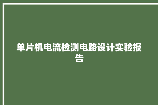 单片机电流检测电路设计实验报告