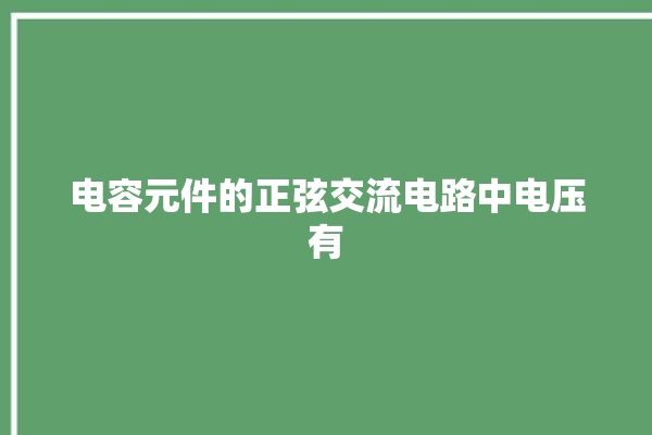 电容元件的正弦交流电路中电压有