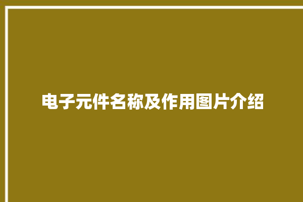 电子元件名称及作用图片介绍