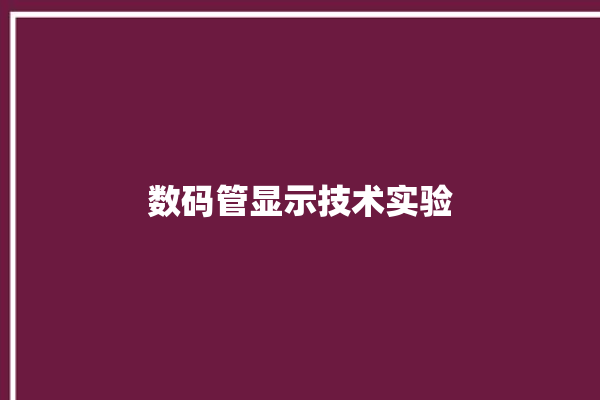 数码管显示技术实验