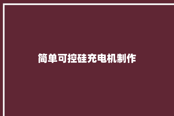 简单可控硅充电机制作