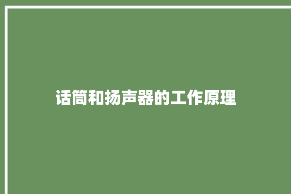 话筒和扬声器的工作原理