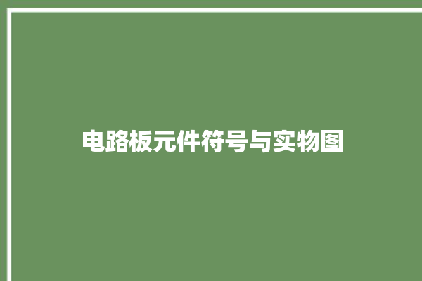 电路板元件符号与实物图