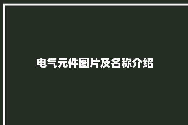 电气元件图片及名称介绍