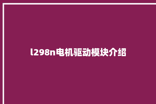 l298n电机驱动模块介绍