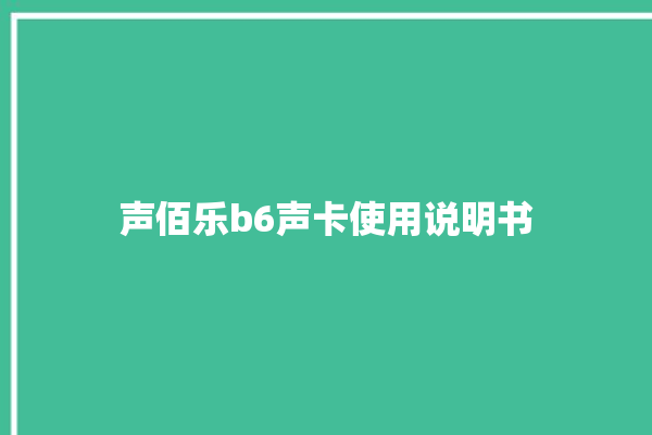 声佰乐b6声卡使用说明书