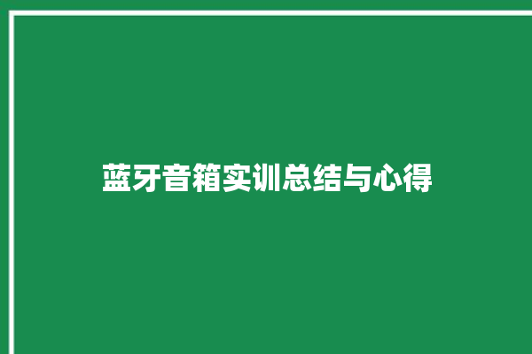 蓝牙音箱实训总结与心得