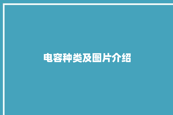 电容种类及图片介绍