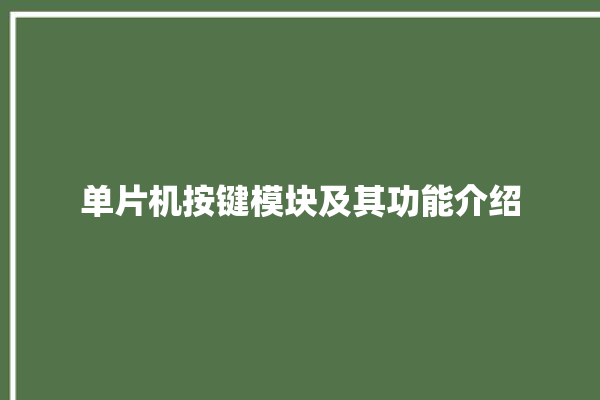 单片机按键模块及其功能介绍