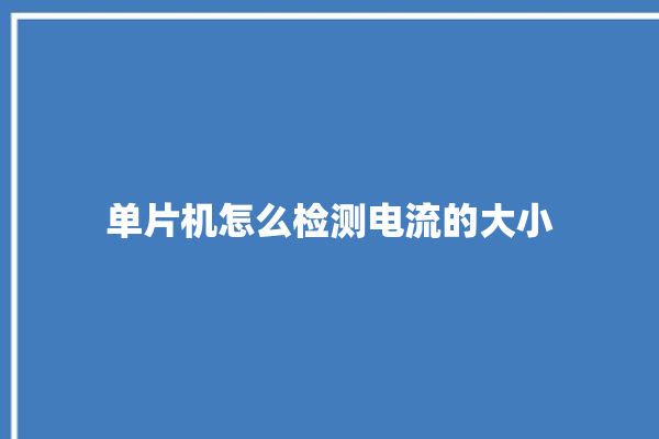 单片机怎么检测电流的大小