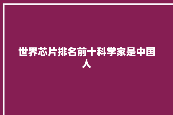 世界芯片排名前十科学家是中国人