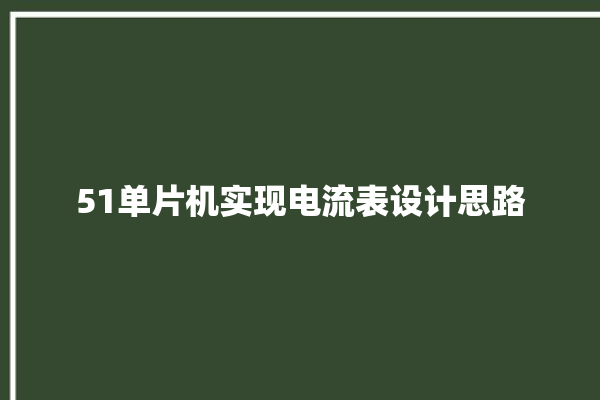 51单片机实现电流表设计思路