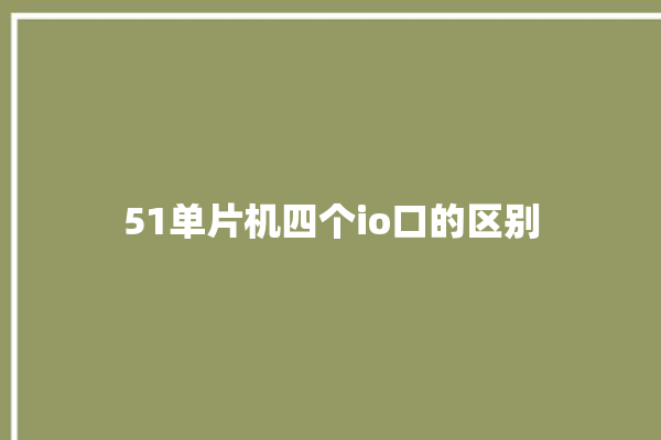 51单片机四个io口的区别