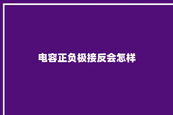 电容正负极接反会怎样