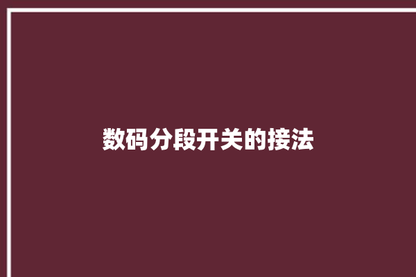 数码分段开关的接法