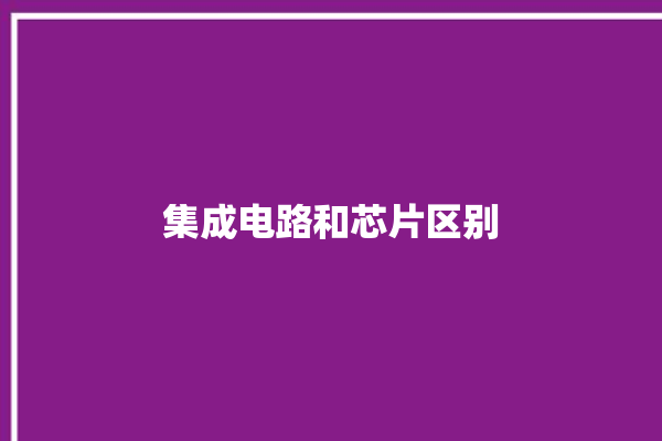 集成电路和芯片区别