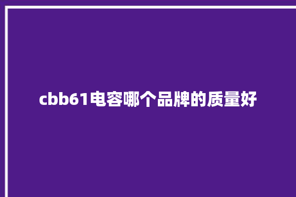 cbb61电容哪个品牌的质量好