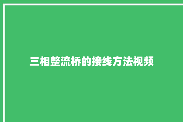 三相整流桥的接线方法视频