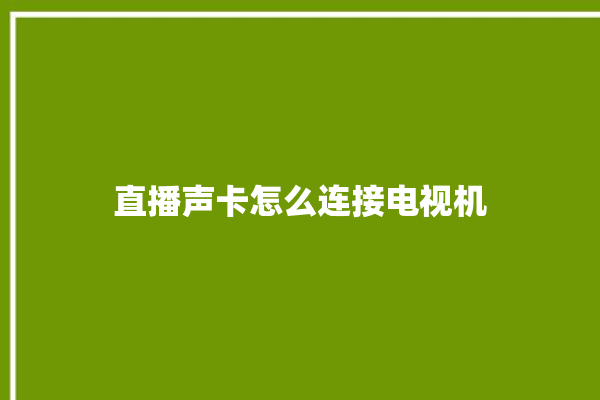 直播声卡怎么连接电视机