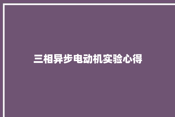 三相异步电动机实验心得