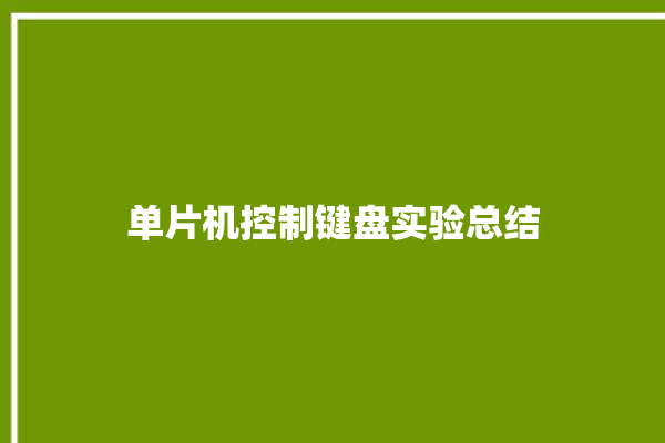 单片机控制键盘实验总结