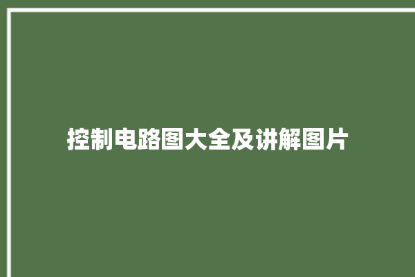 控制电路图大全及讲解图片