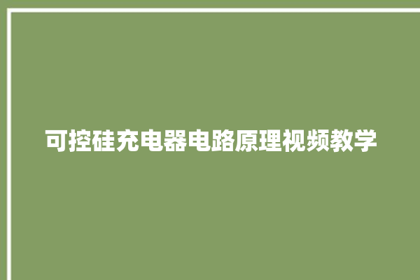 可控硅充电器电路原理视频教学