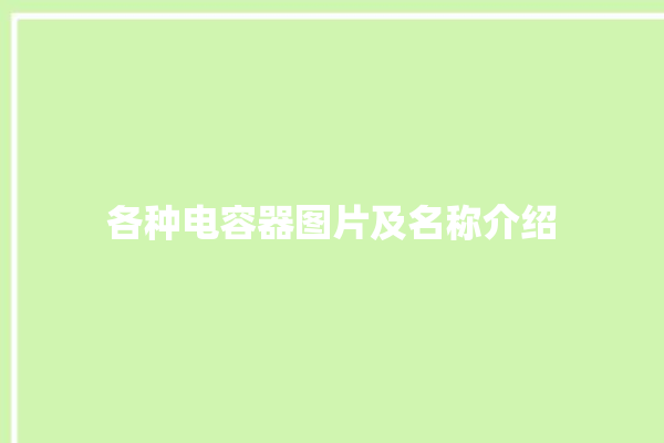 各种电容器图片及名称介绍