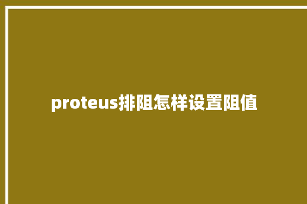 proteus排阻怎样设置阻值