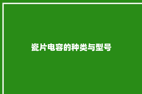 瓷片电容的种类与型号