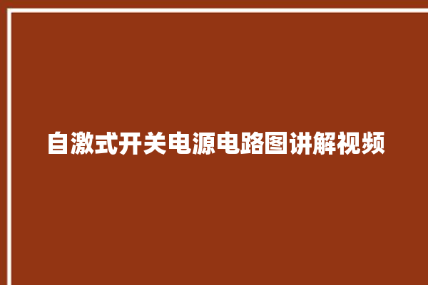 自激式开关电源电路图讲解视频