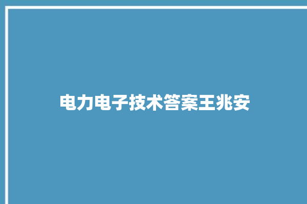 电力电子技术答案王兆安