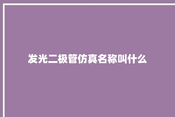 发光二极管仿真名称叫什么