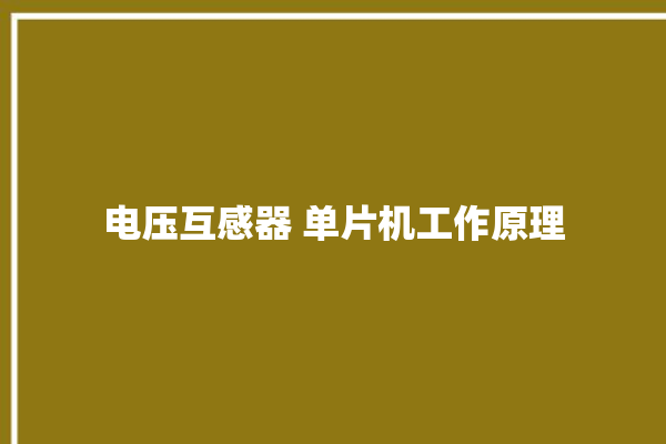 电压互感器 单片机工作原理