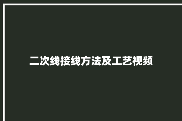 二次线接线方法及工艺视频