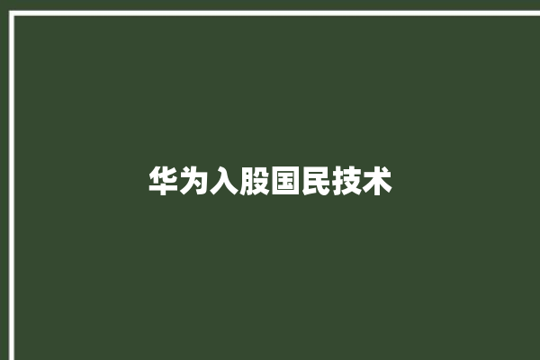 华为入股国民技术