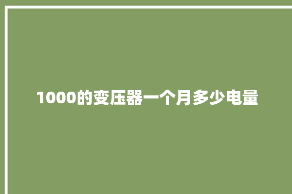 1000的变压器一个月多少电量