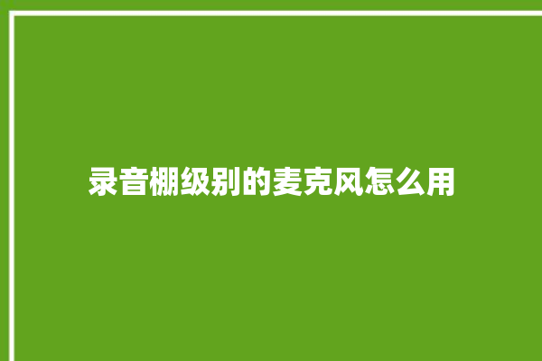 录音棚级别的麦克风怎么用