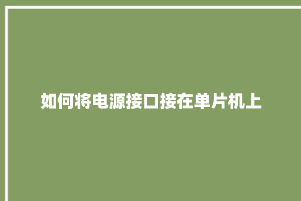 如何将电源接口接在单片机上