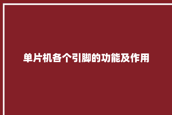 单片机各个引脚的功能及作用