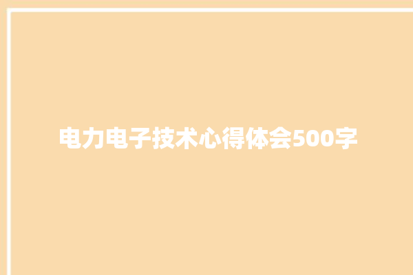 电力电子技术心得体会500字