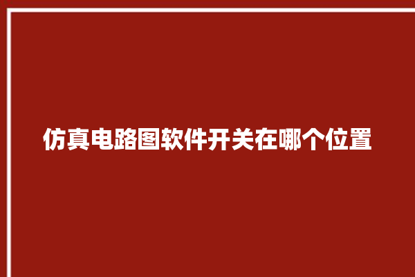 仿真电路图软件开关在哪个位置