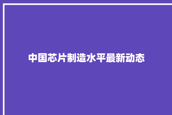 中国芯片制造水平最新动态