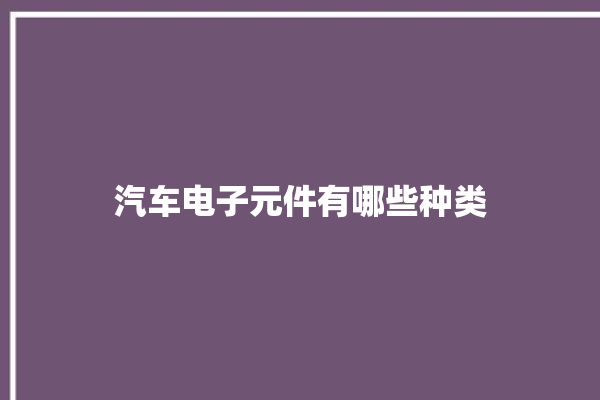 汽车电子元件有哪些种类